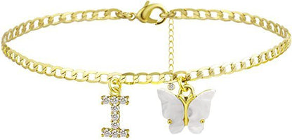 Butterfly & Sparkle Letter Anklet