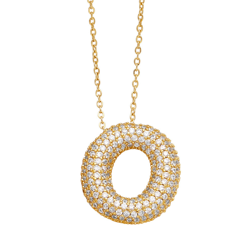 Crystal Fashion Bubble Letter Necklace