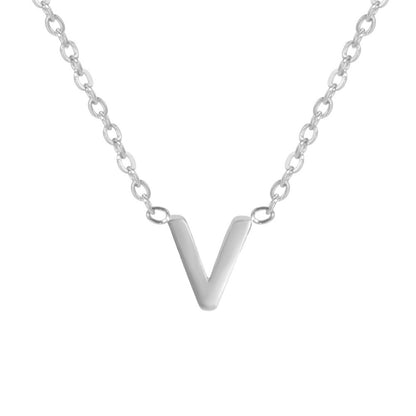 Sharp Silver Initial Necklace – Structured Design with Dual-Sided Chain