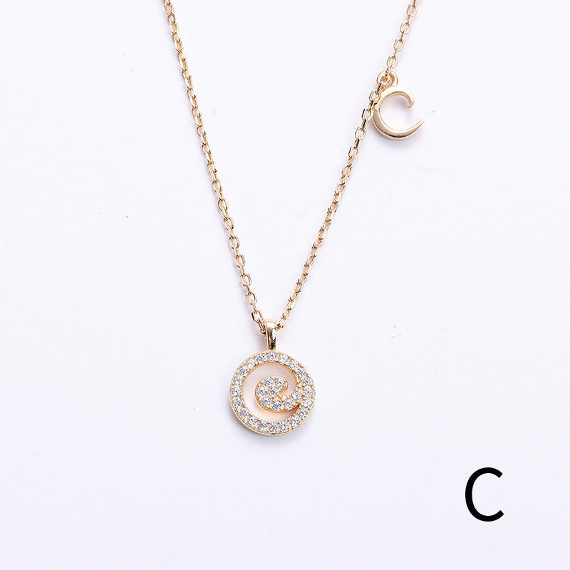 Golden Crystal Cut-Out Initial Necklace