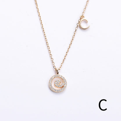 Golden Crystal Cut-Out Initial Necklace