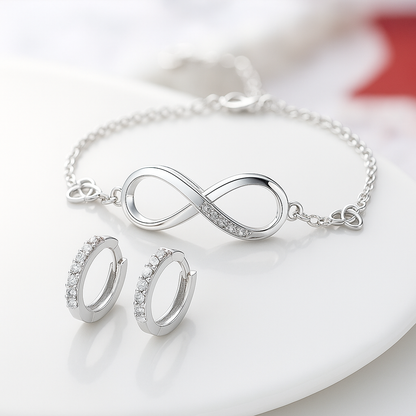 Sterling Silver Huggie Earrings & Bracelet Set – Bridal Accessories Ireland | Irish Gifts for Her | Jewellery Ireland