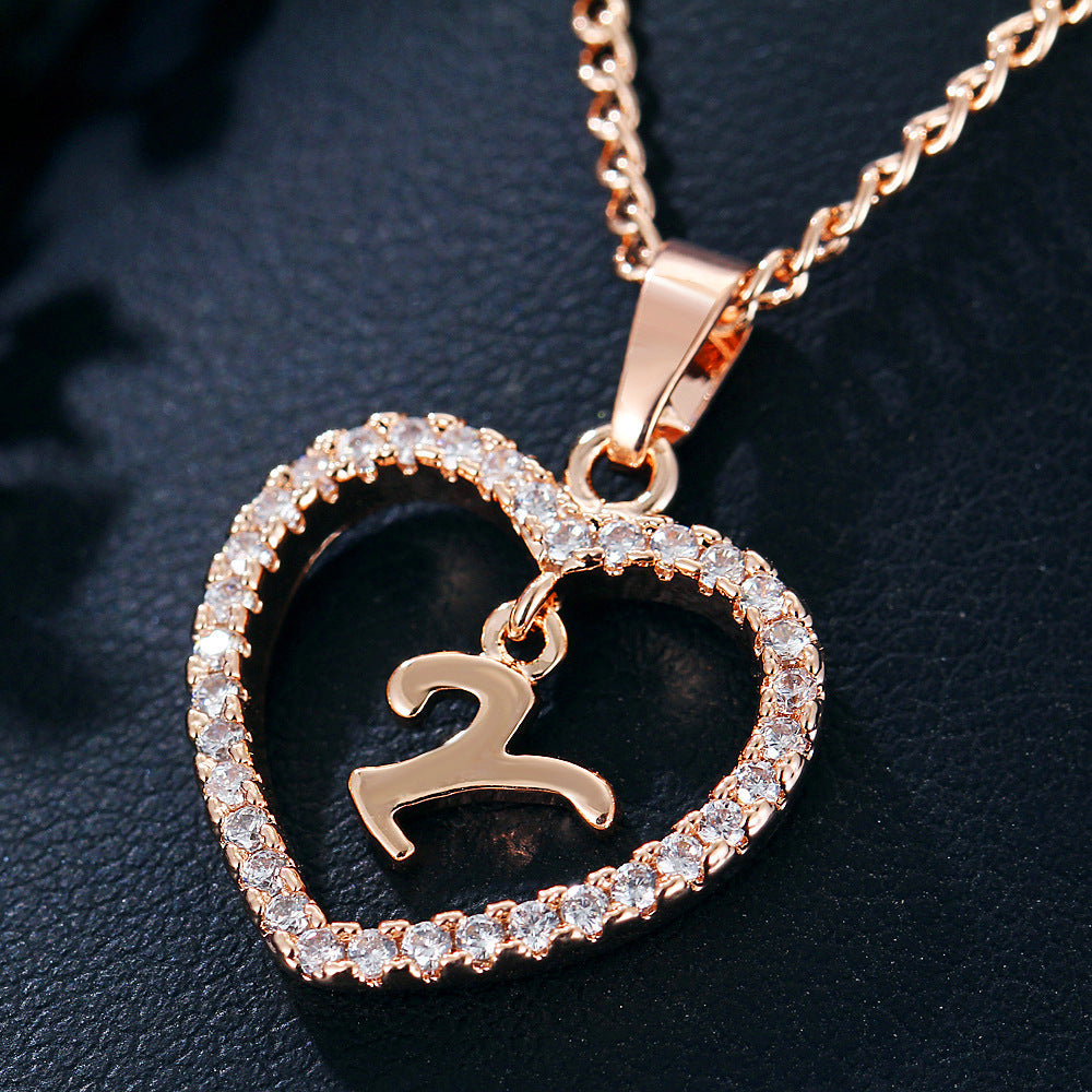 Tiny Crystal Initial Heart Necklace