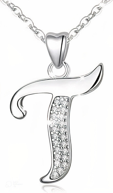 Curved Sparkly Letter Necklace