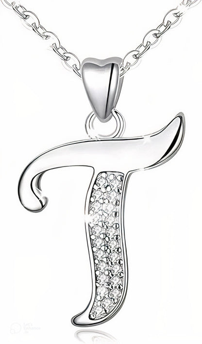 Curved Sparkly Letter Necklace