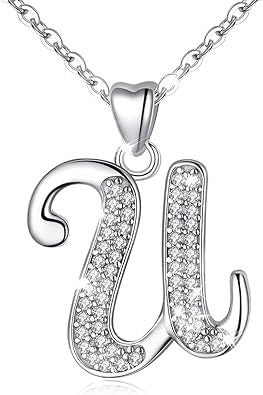 Curved Sparkly Letter Necklace