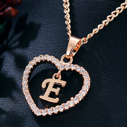 Tiny Crystal Initial Heart Necklace