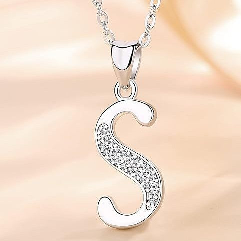 Curved Sparkly Letter Necklace
