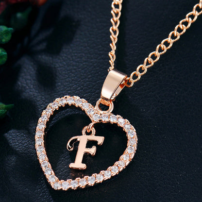 Tiny Crystal Initial Heart Necklace
