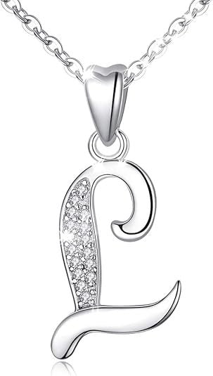 Curved Sparkly Letter Necklace