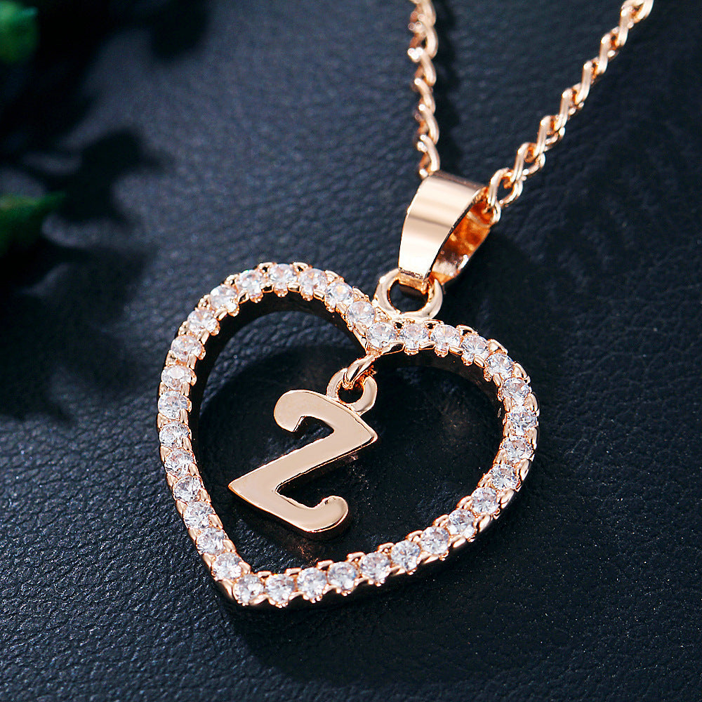 Tiny Crystal Initial Heart Necklace