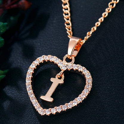 Tiny Crystal Initial Heart Necklace