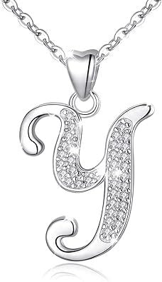 Curved Sparkly Letter Necklace