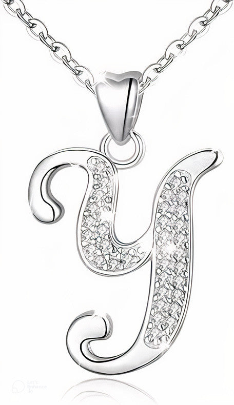 Curved Sparkly Letter Necklace