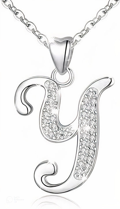 Curved Sparkly Letter Necklace