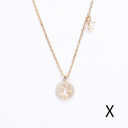 Golden Crystal Cut-Out Initial Necklace