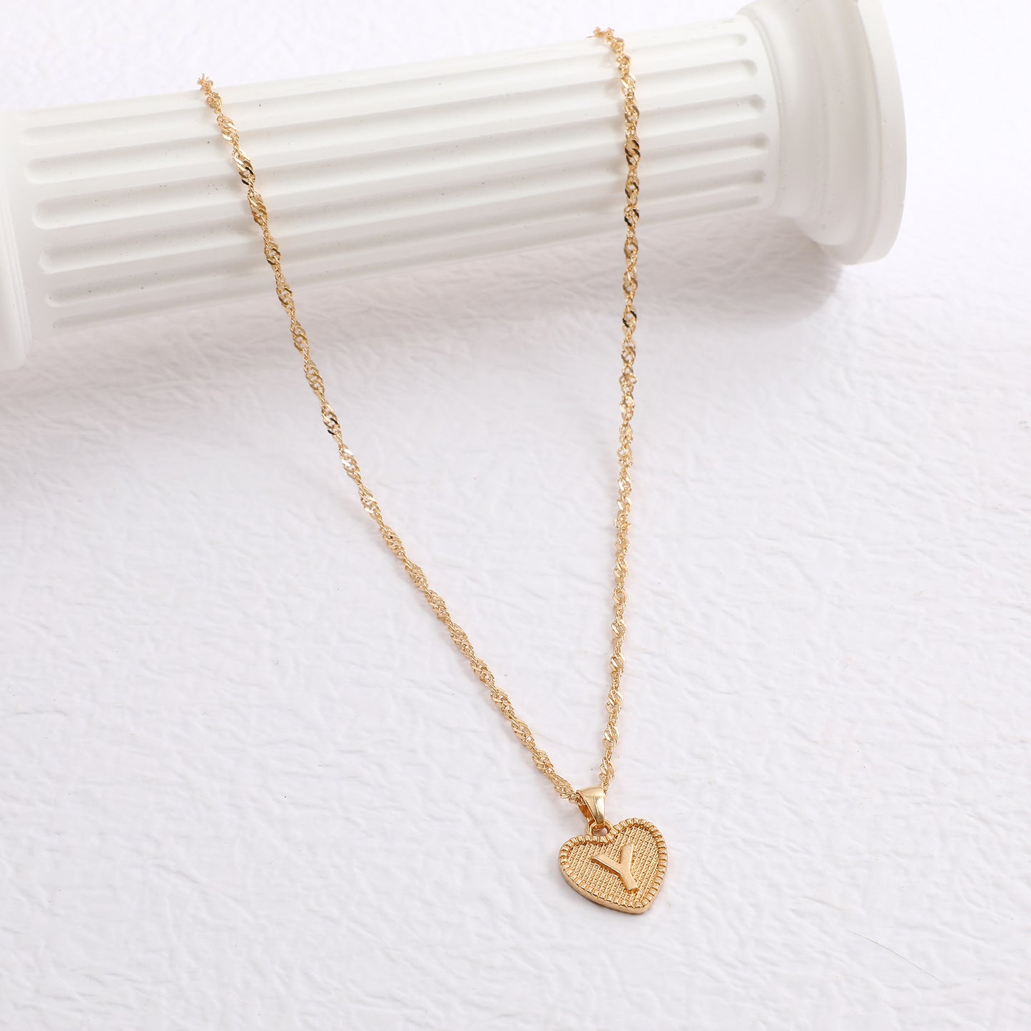 Delicate Dot Heart Initial Necklace