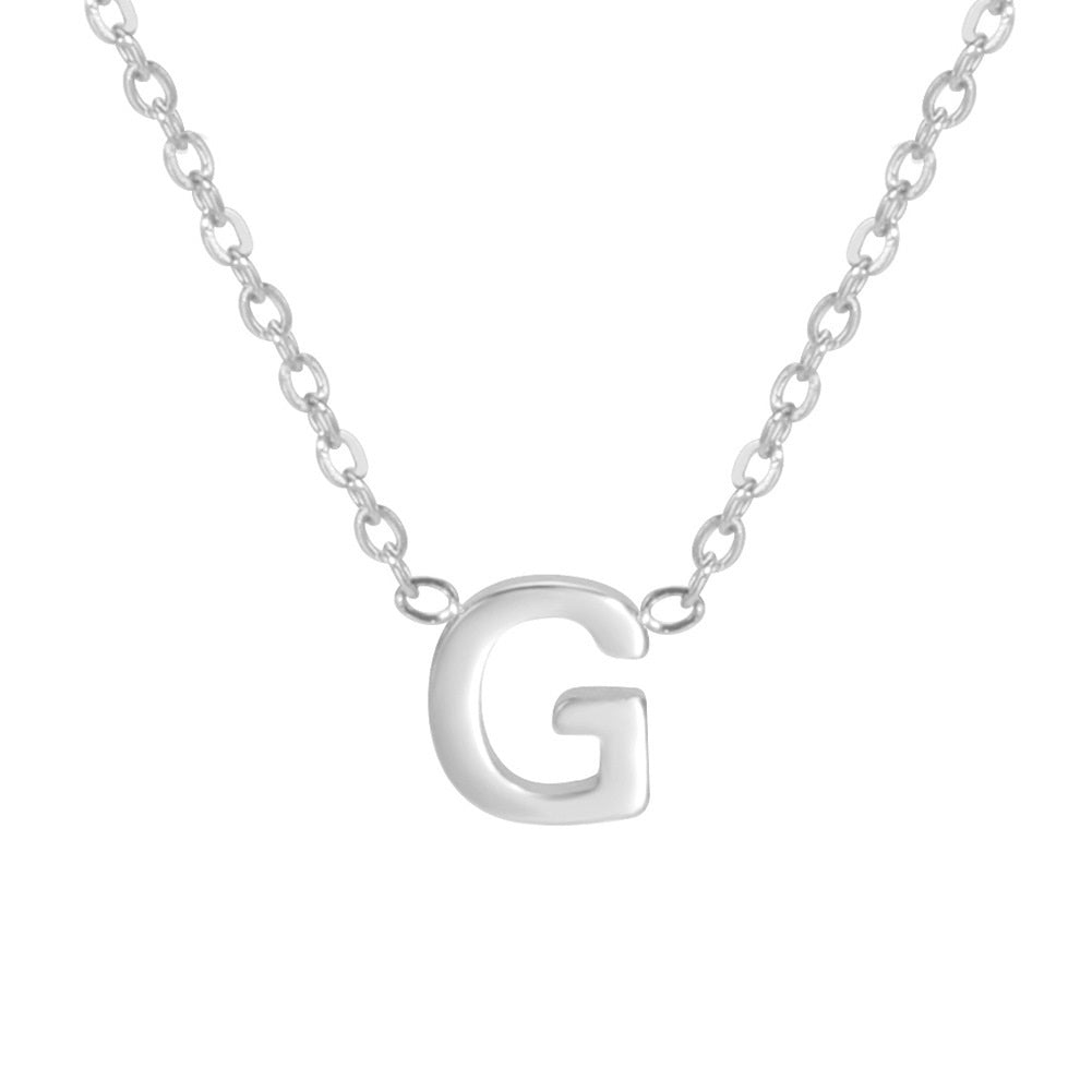 Sharp Silver Initial Necklace – Structured Design with Dual-Sided Chain