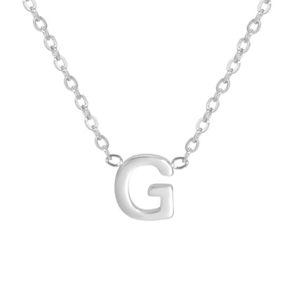 Sharp Silver Initial Necklace – Structured Design with Dual-Sided Chain