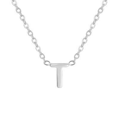 Sharp Silver Initial Necklace – Structured Design with Dual-Sided Chain