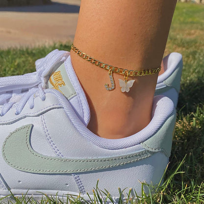Butterfly & Sparkle Letter Anklet