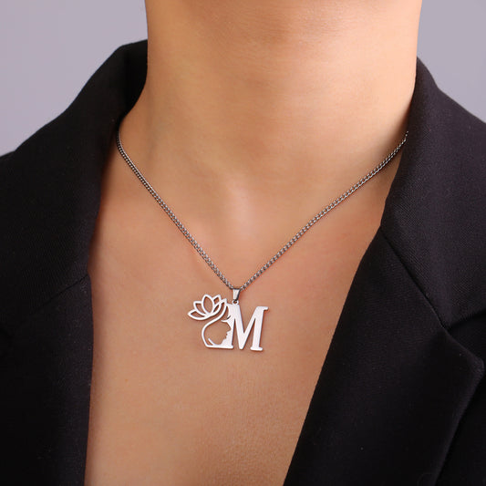 Lotus Bloom Letter Necklace
