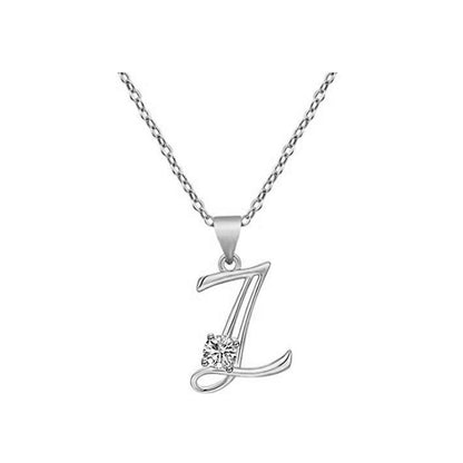 Crystal Script Initial Necklace