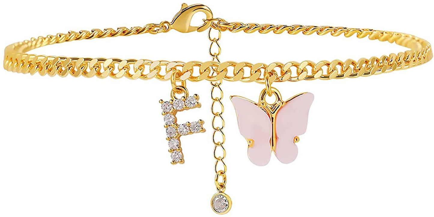 Butterfly & Sparkle Letter Anklet