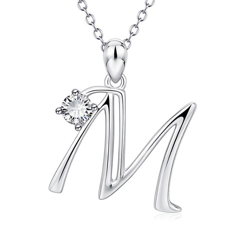 Crystal Script Initial Necklace