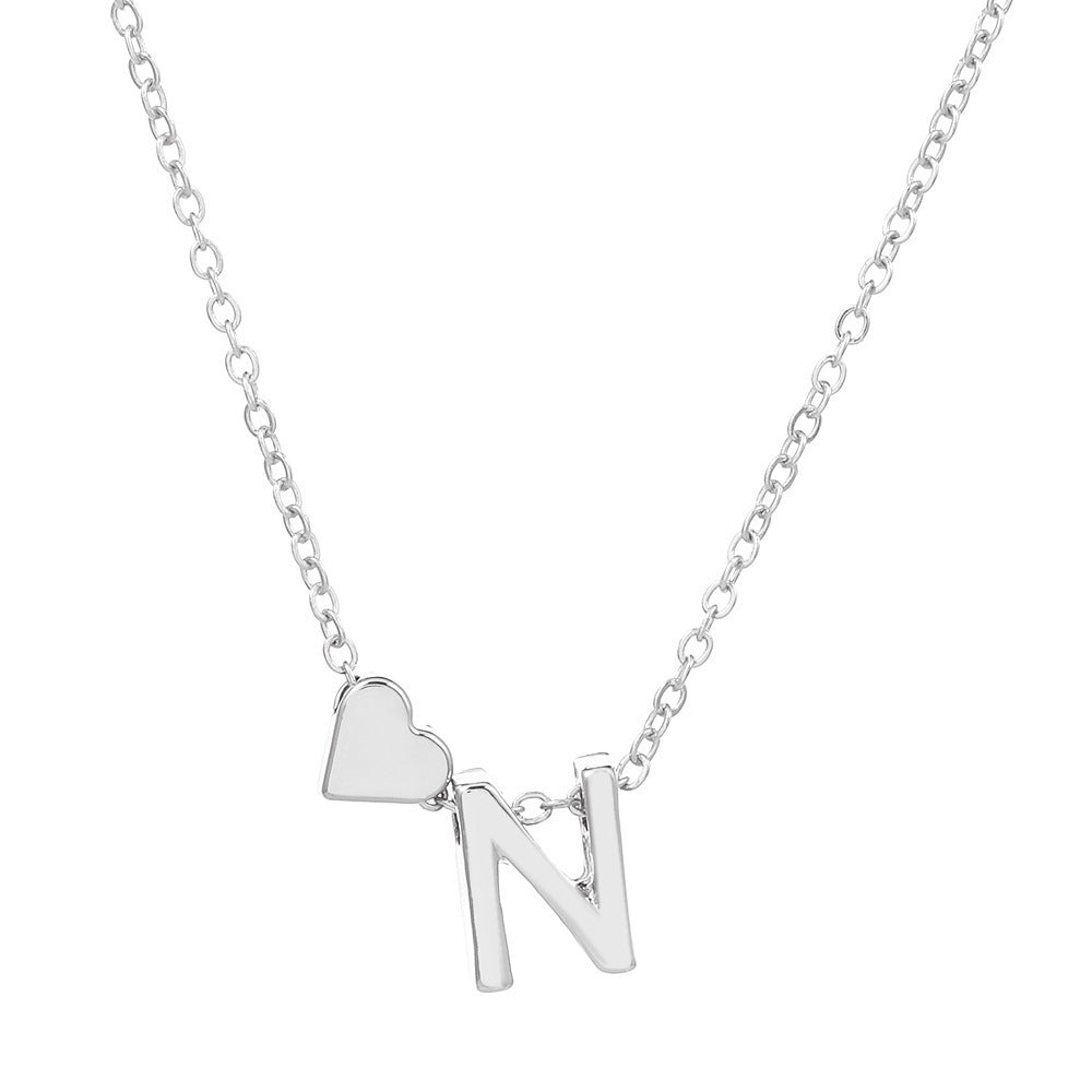 Tiny Heart & Letter Necklace