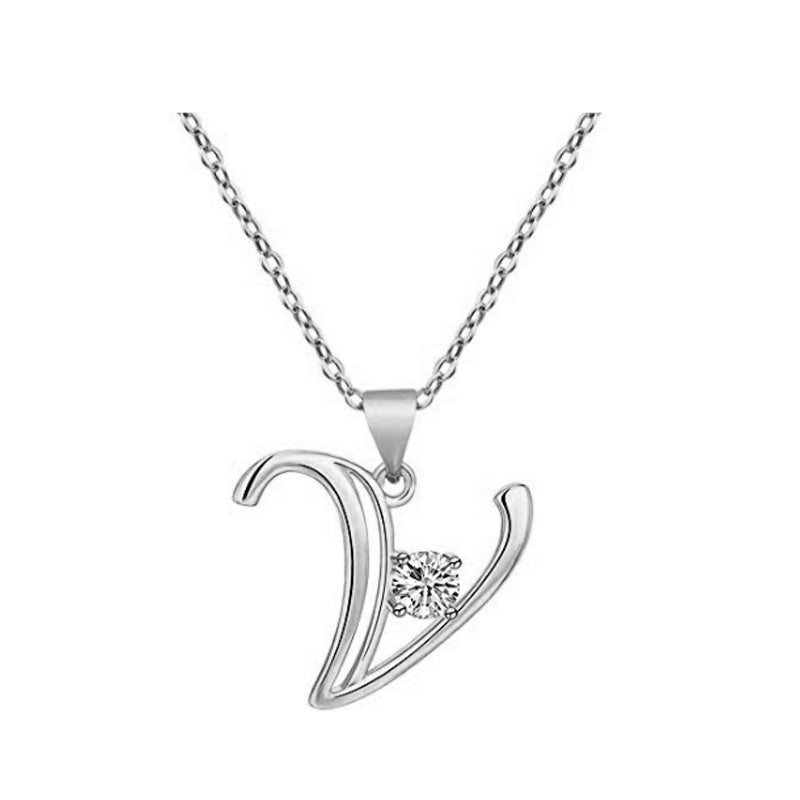 Crystal Script Initial Necklace