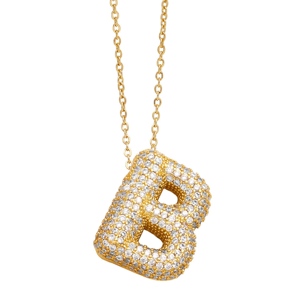 Crystal Fashion Bubble Letter Necklace