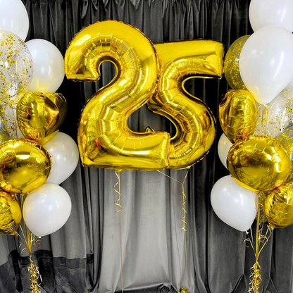 Gold Number Balloons