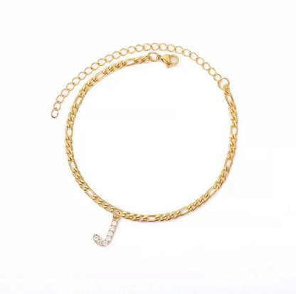 Sparkling Gold Letter Anklet