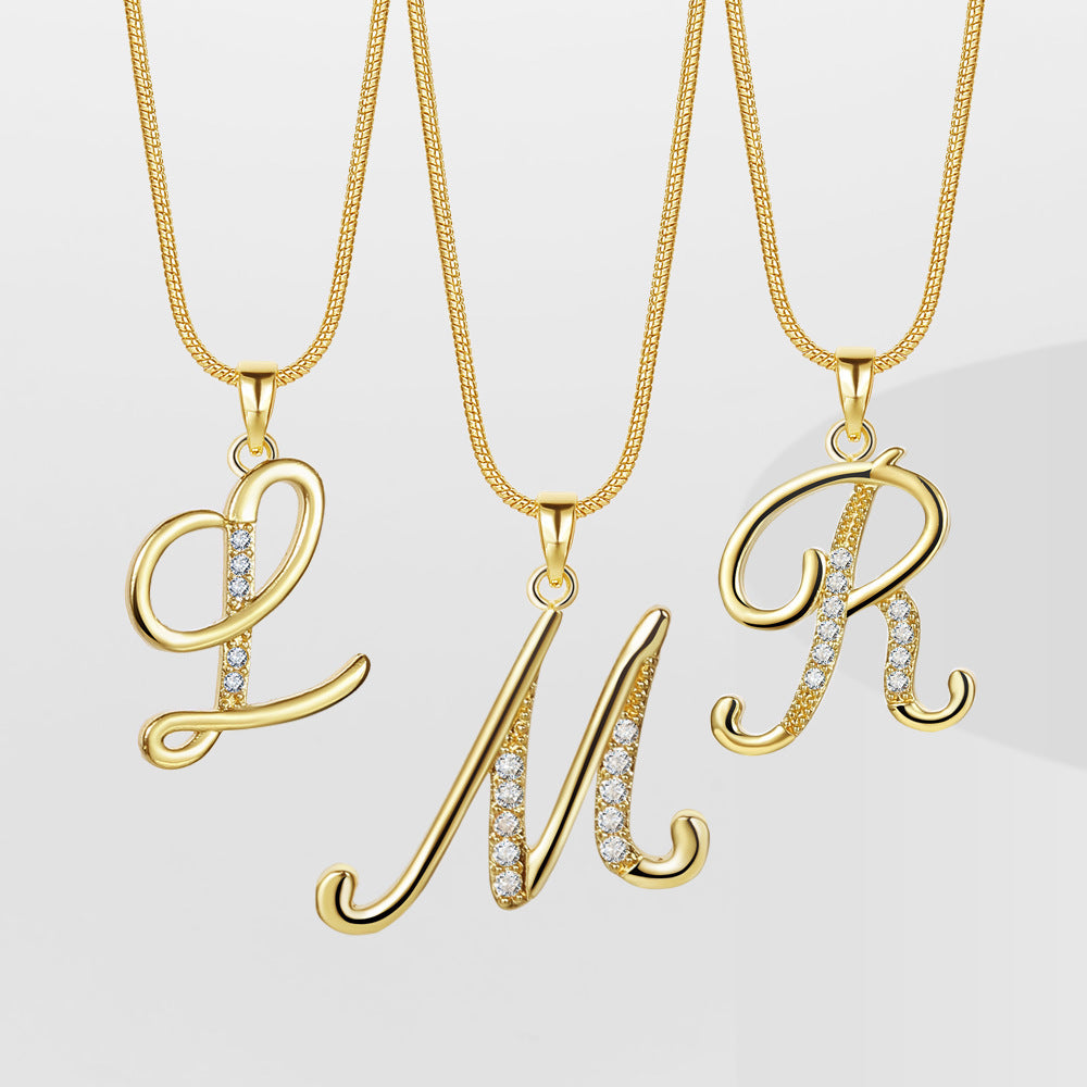 Crystal Elegant Flat Letter Necklace – Personalized Jewelry