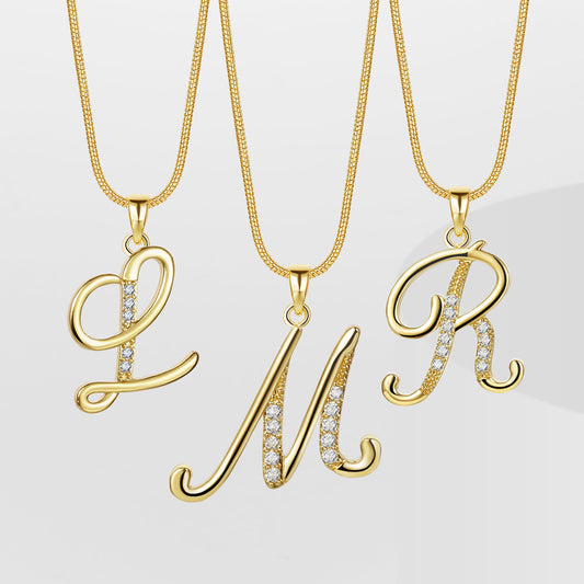Crystal Elegant Flat Letter Necklace – Personalized Jewelry