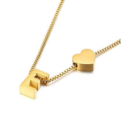 Modern Heart Letter  Necklace