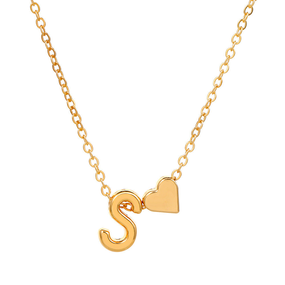 Tiny Heart & Letter Necklace