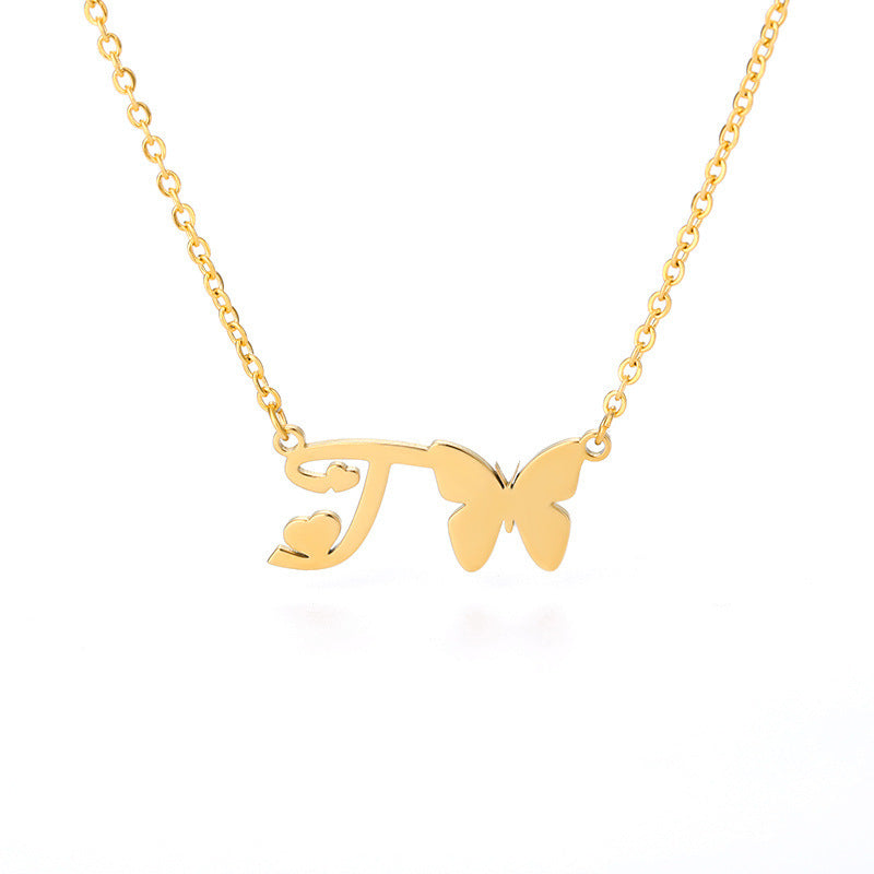 Butterfly Kiss Initial Necklace