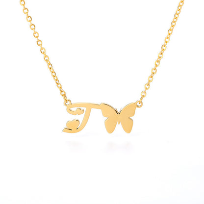 Butterfly Kiss Initial Necklace