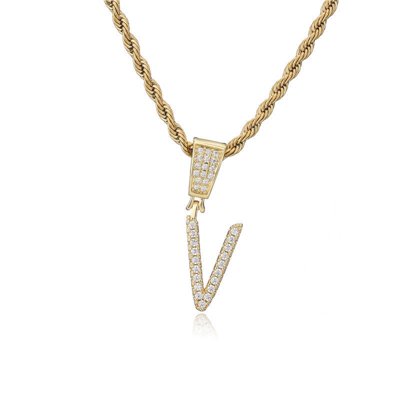 Flat Glow Script Pendant Necklace