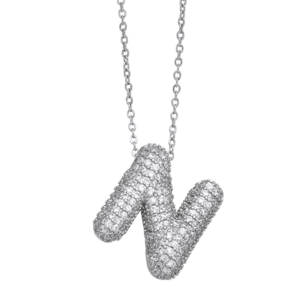 Crystal Fashion Bubble Letter Necklace