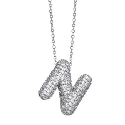 Crystal Fashion Bubble Letter Necklace