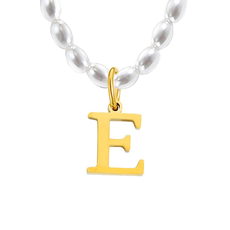 Pearl Charm Letter Necklace