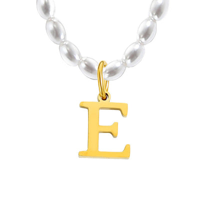 Pearl Charm Letter Necklace