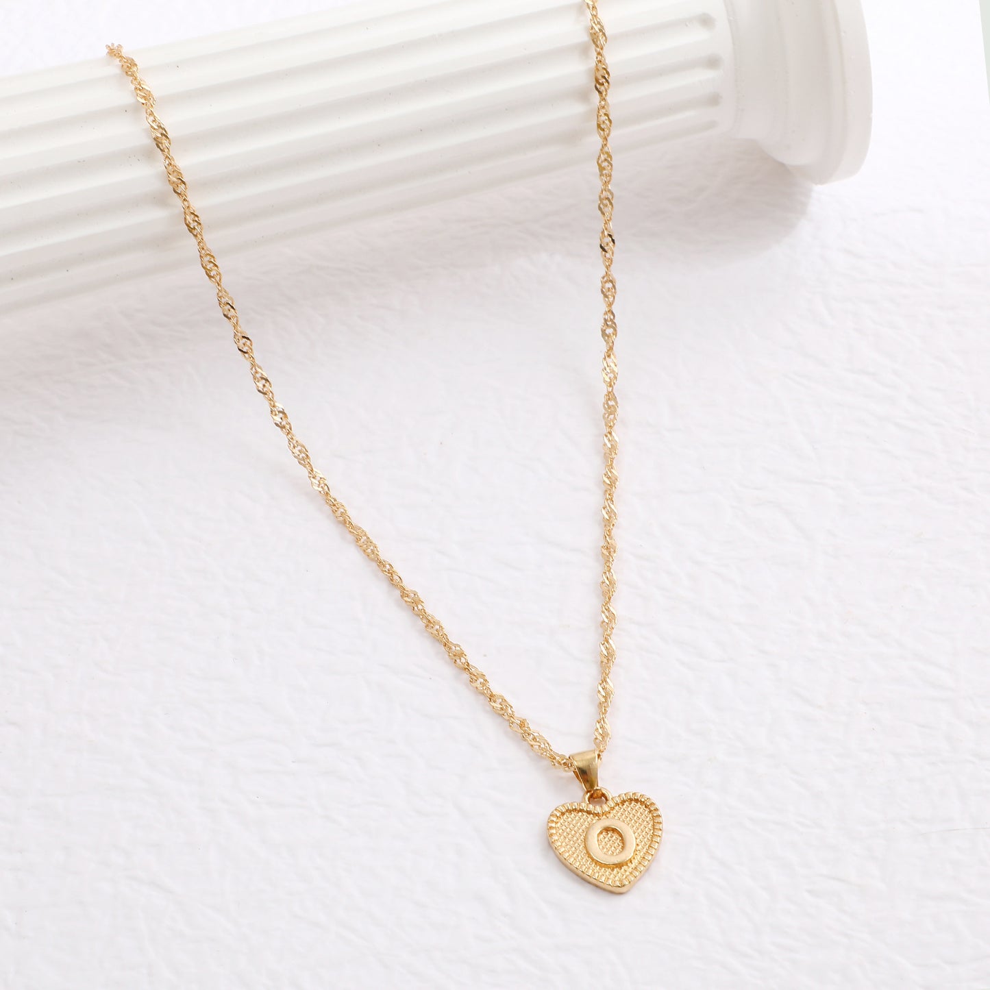 Delicate Dot Heart Initial Necklace