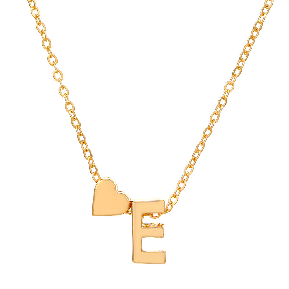 Tiny Heart & Letter Necklace