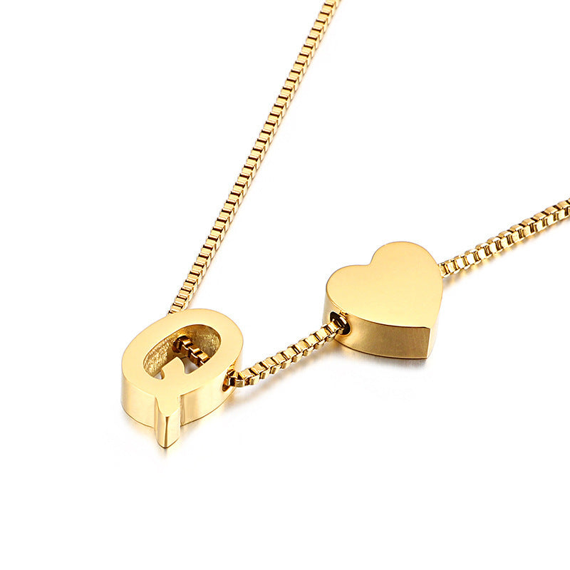 Modern Heart Letter  Necklace