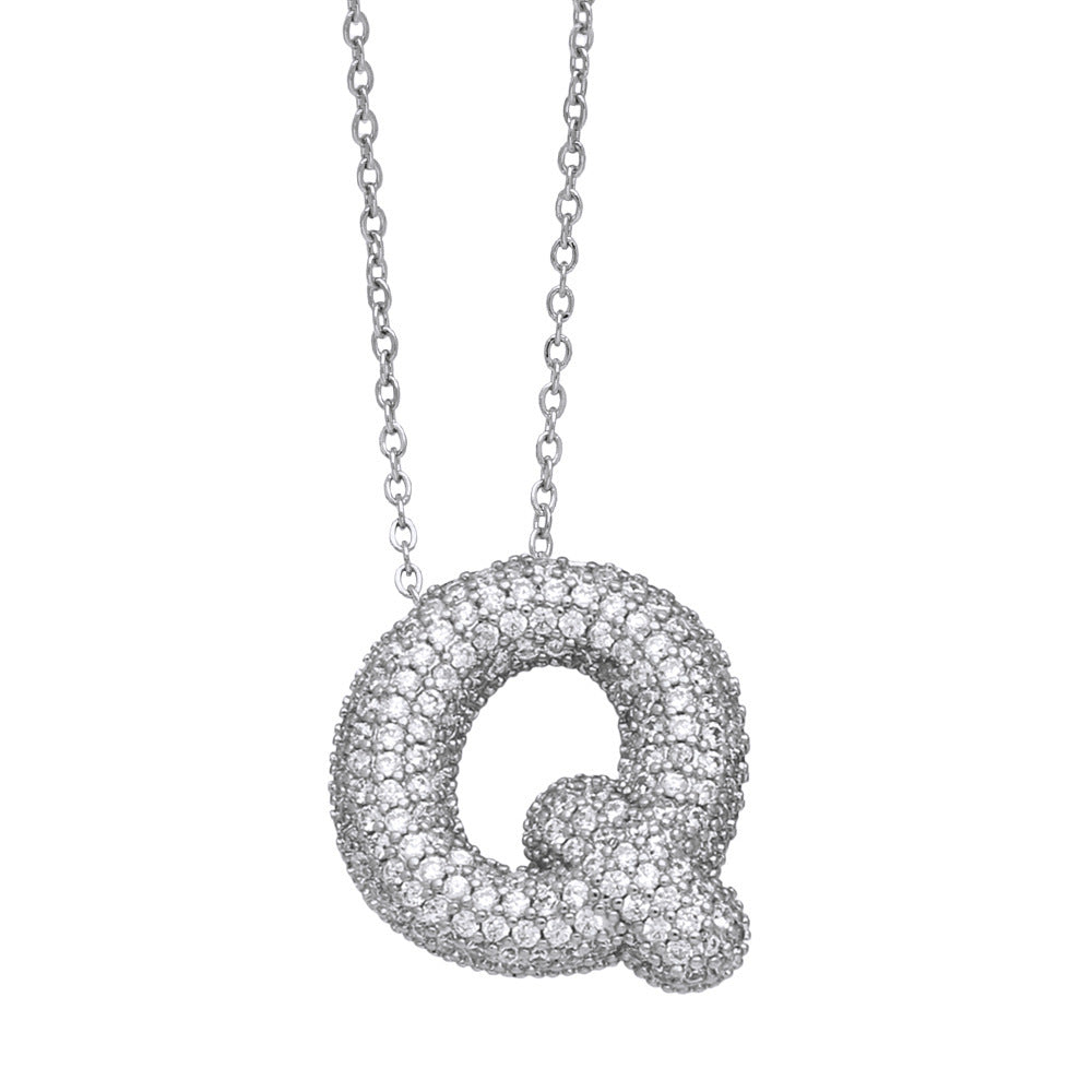 Crystal Fashion Bubble Letter Necklace