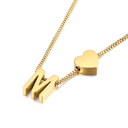 Modern Heart Letter  Necklace